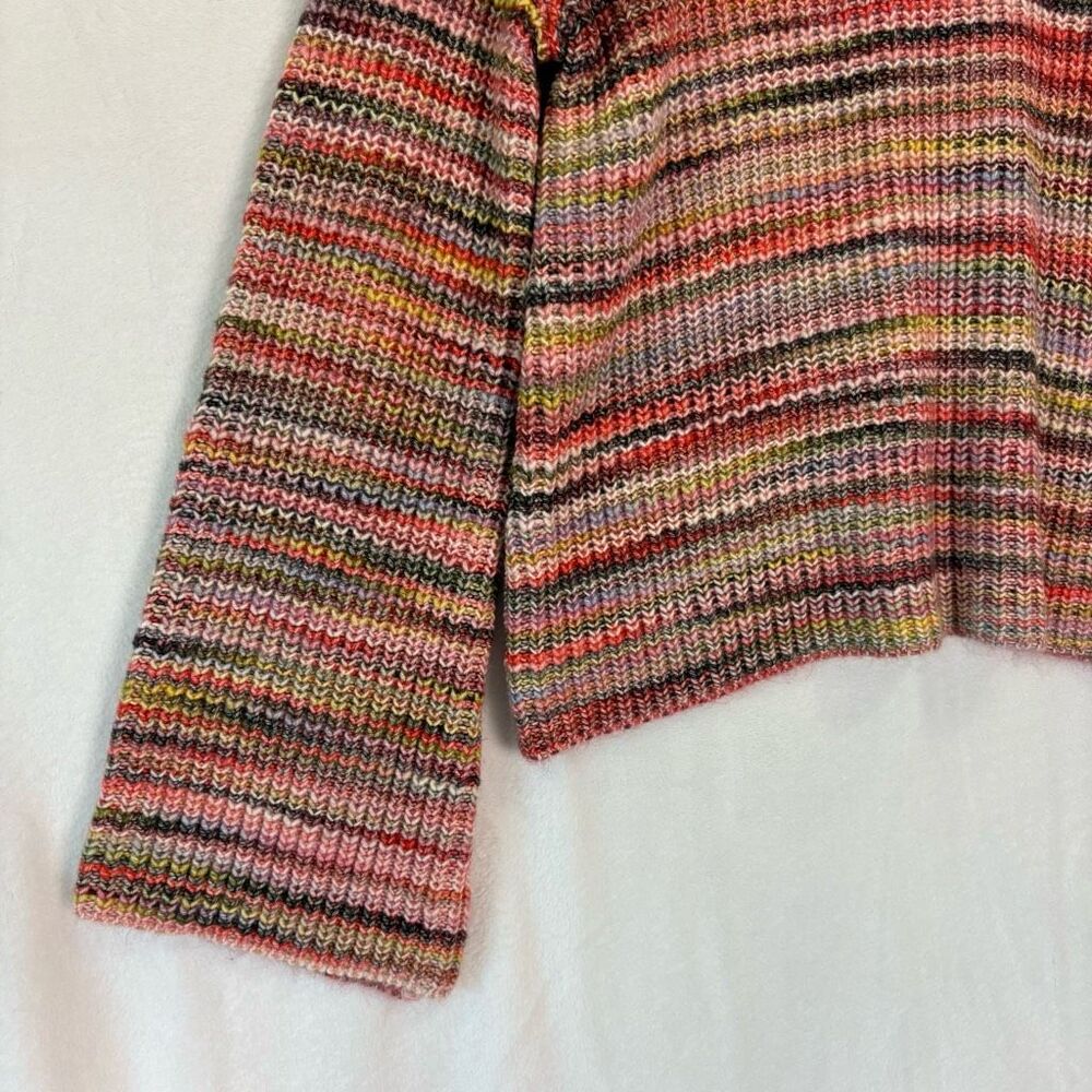 Ecru Pink Multi Color Striped Bell Sleeve Pullover Sweater Size Medium - Picture 5 of 13